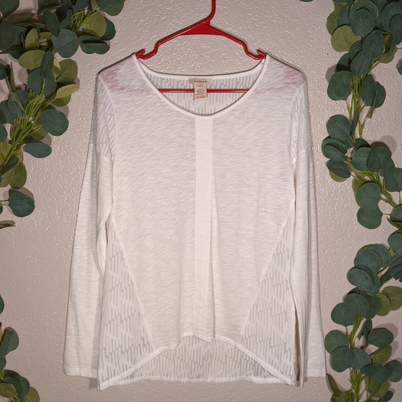 Sundance Tops - Sundance White Long Sleeve Textured Mesh Tunic Top